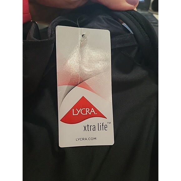 Swim Top Black 16 DD Wrap Front (L) Solid Underwire Tummy Control Lands End S404 - Picture 7 of 7